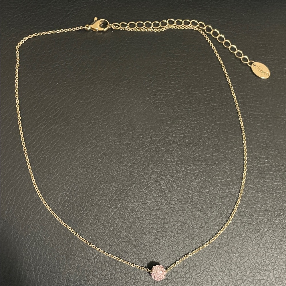 Claire's Elegant Gold Necklace with Pink Pendant